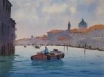 cityscape, landscape, seascape, boat, gondola, venice, grand canal, oberst, original watercolor painting